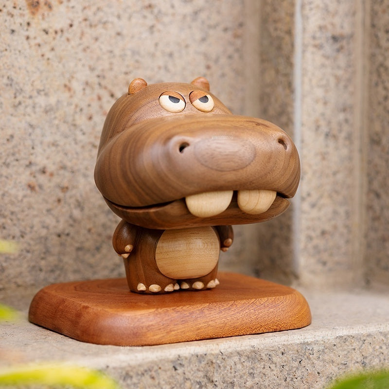 Stunning Hippo Storage Box - Handcrafted Black Walnut with Magnetic Base