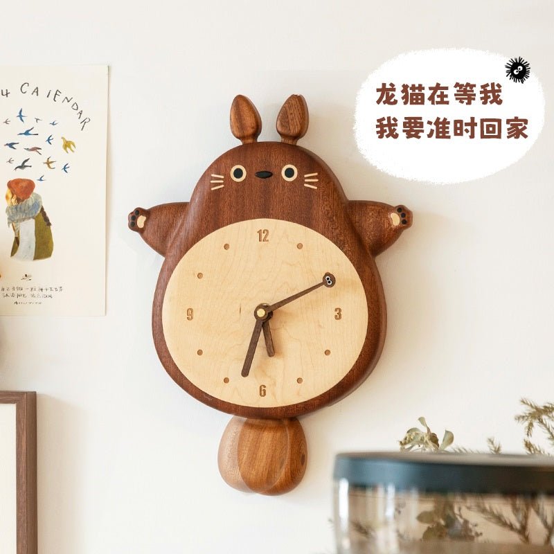 Awesome wooden totoro silent wall clock - WOOD KONG