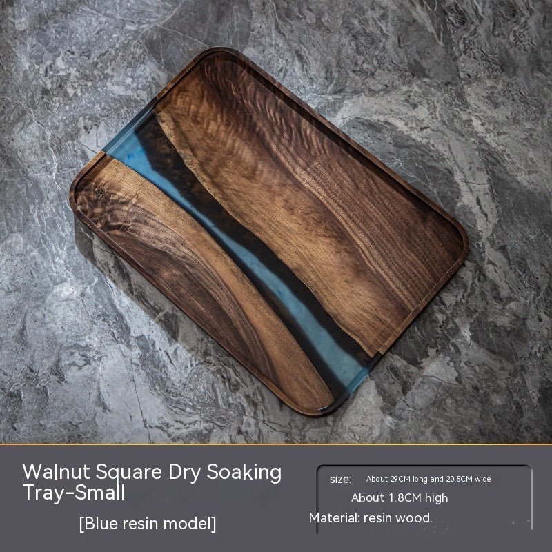 Black Walnut Resin Rectangular Household Fruit Solid Wood Small Tea Table Tray - WOOD KONG