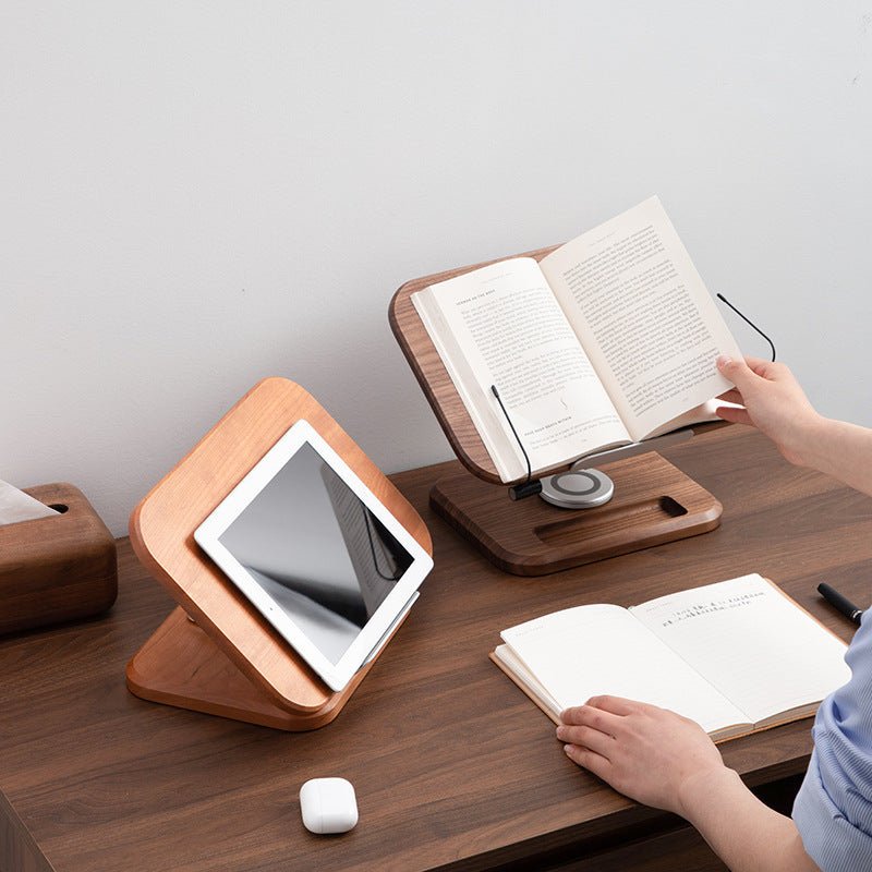 Black Walnut Solid Wood Reading Rack Adjustable Rotating Children's Reading Artifact IPad Bracket - WOOD KONG