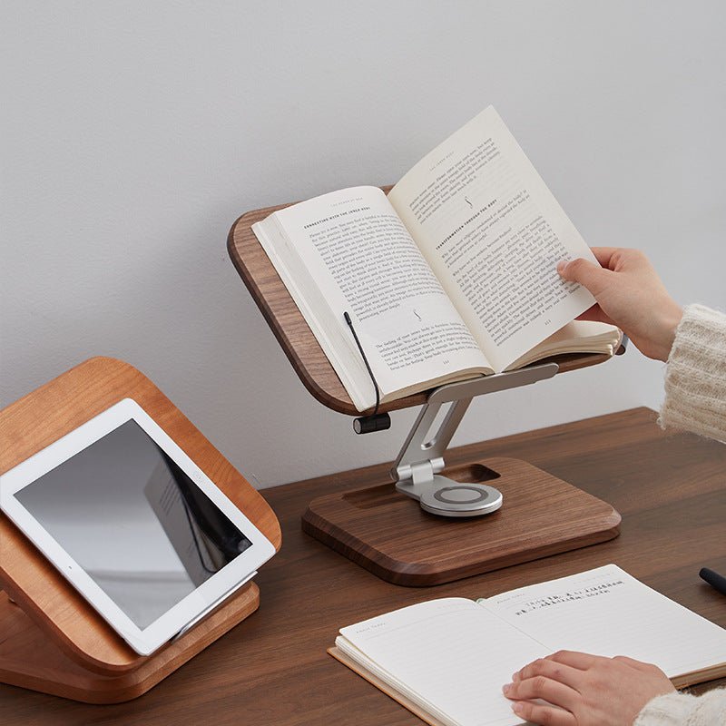 Black Walnut Solid Wood Reading Rack Adjustable Rotating Children's Reading Artifact IPad Bracket - WOOD KONG