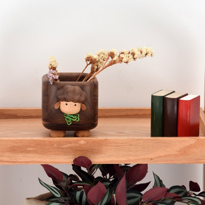 Black Walnut Wood Pen Container Creative - WOOD KONG