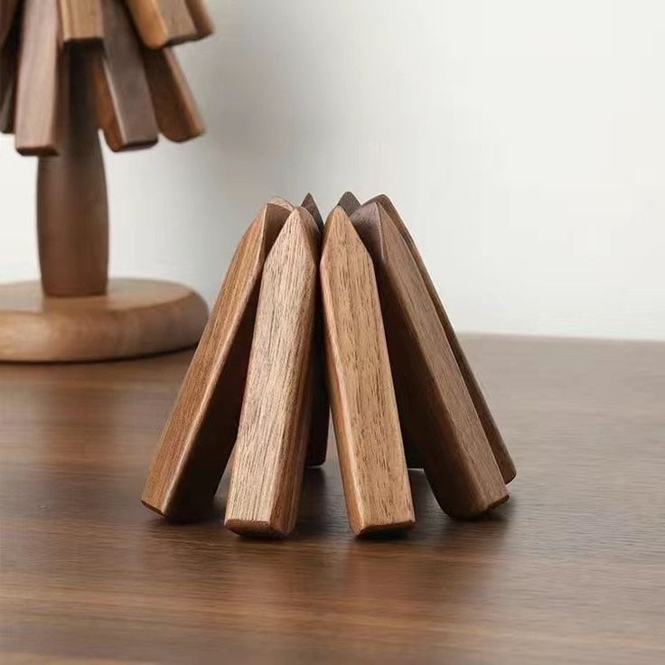 Wooden Tree Coasters - Cutest Wooden Tree Trivet Set, Walnut Tree Hot Pot Stand Wooden Trivet for Hot Dishes Tree Shape Trivet Set Coaster, Functional Stackable Decorative Coasters - WOOD KONG