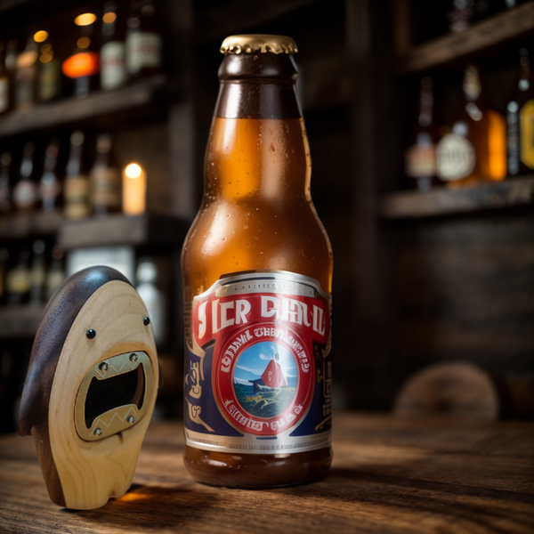 wooden shark bottle opener