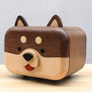 Fun Pet Dog Wooden Tissue Box, Black Walnut Unique Design