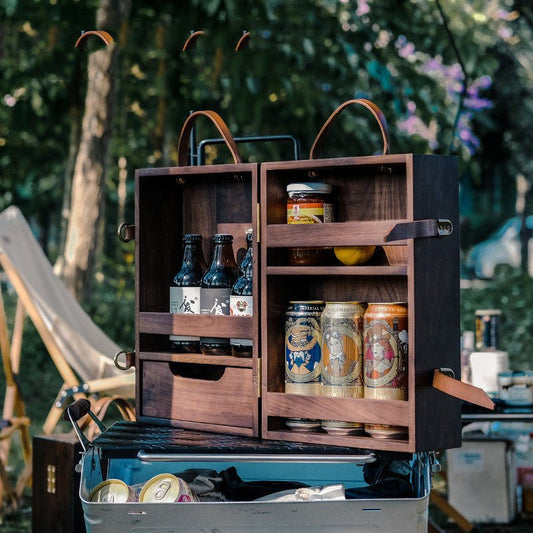 Black Walnut Seasoning Storage Box Outdoor - WOOD KONG