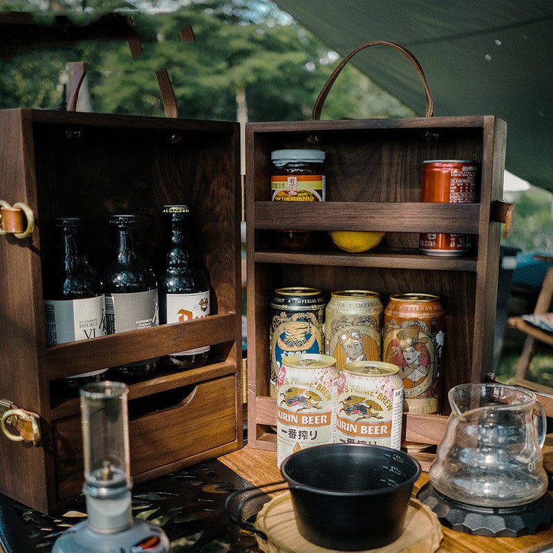 Black Walnut Seasoning Storage Box Outdoor - WOOD KONG