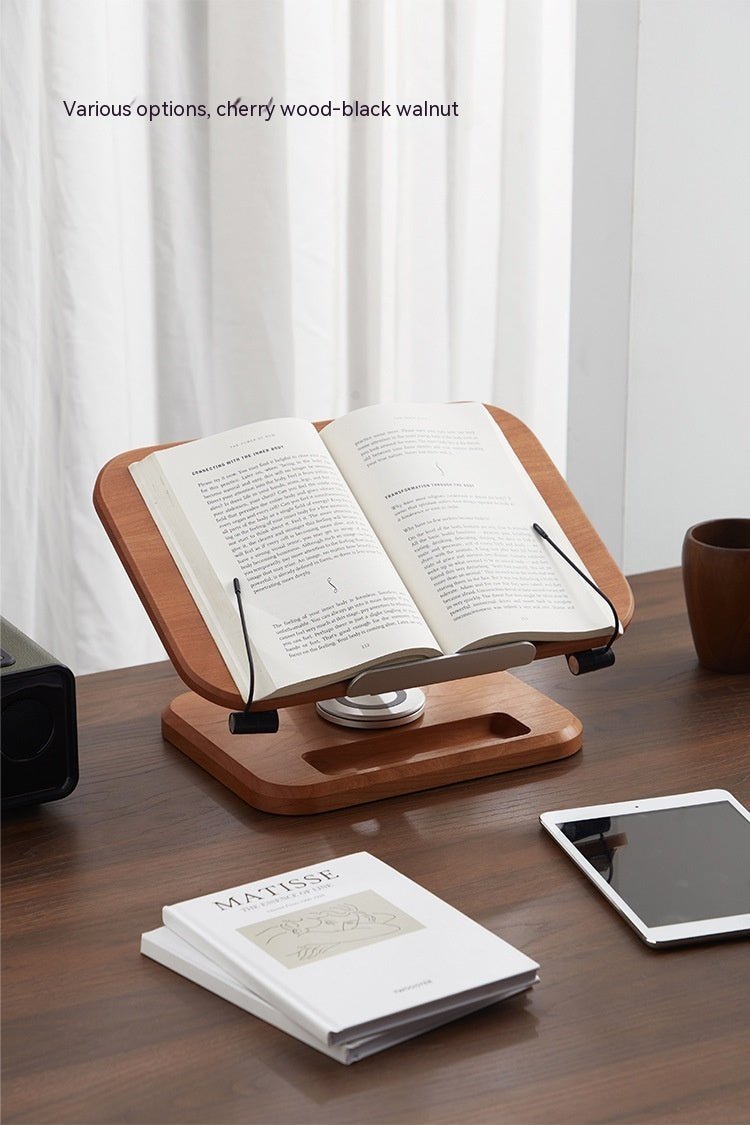 Black Walnut Solid Wood Reading Rack Adjustable Rotating Children's Reading Artifact IPad Bracket - WOOD KONG