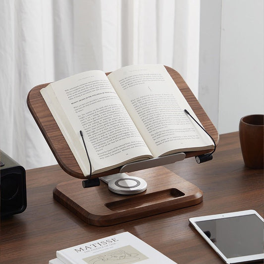 Black Walnut Solid Wood Reading Rack Adjustable Rotating Children's Reading Artifact IPad Bracket - WOOD KONG