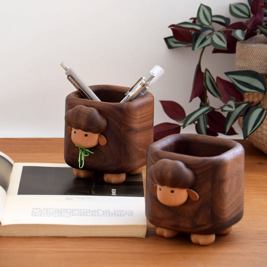 Black Walnut Wood Pen Container Creative - WOOD KONG