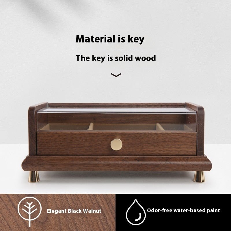 Solid Wood Jewelry Storage Box Black Walnut Japanese Style - WOOD KONG