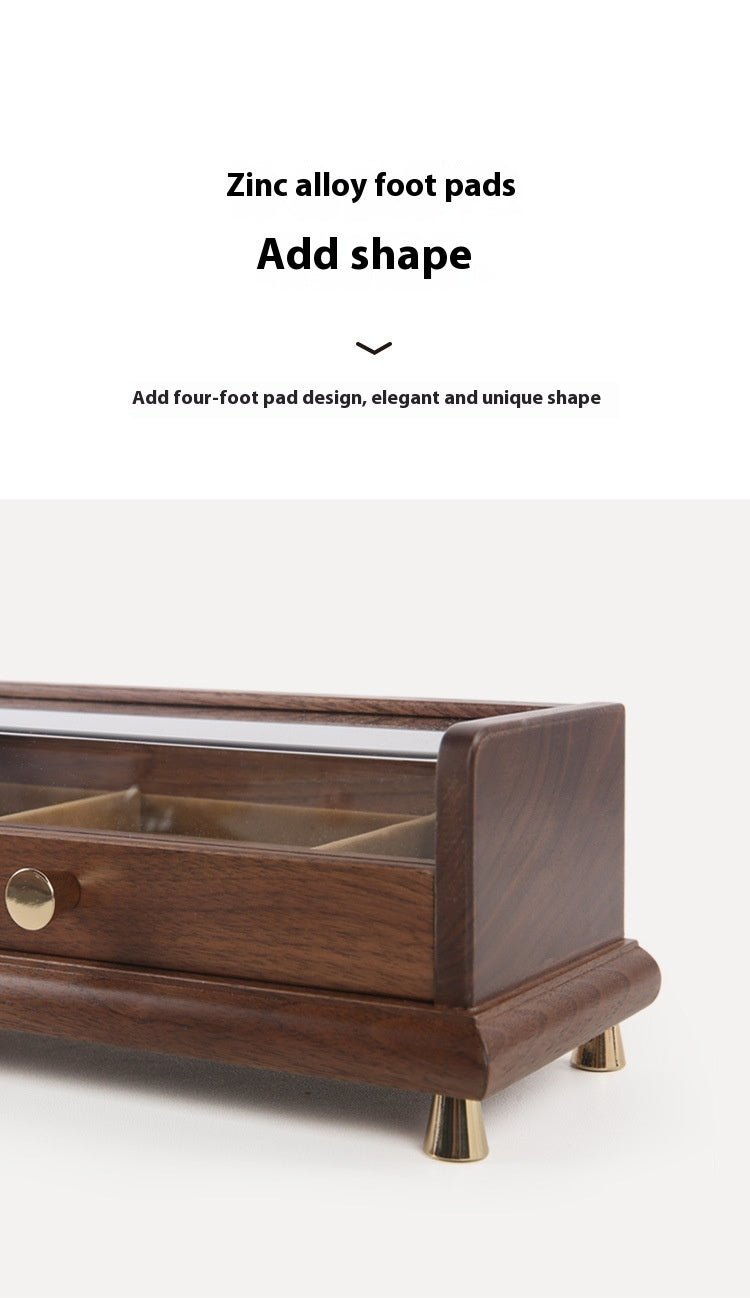 Solid Wood Jewelry Storage Box Black Walnut Japanese Style - WOOD KONG
