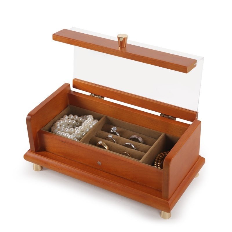 Solid Wood Jewelry Storage Box Black Walnut Japanese Style - WOOD KONG