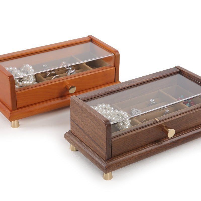 Solid Wood Jewelry Storage Box Black Walnut Japanese Style - WOOD KONG
