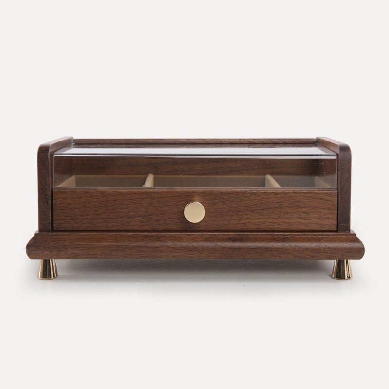 Solid Wood Jewelry Storage Box Black Walnut Japanese Style - WOOD KONG