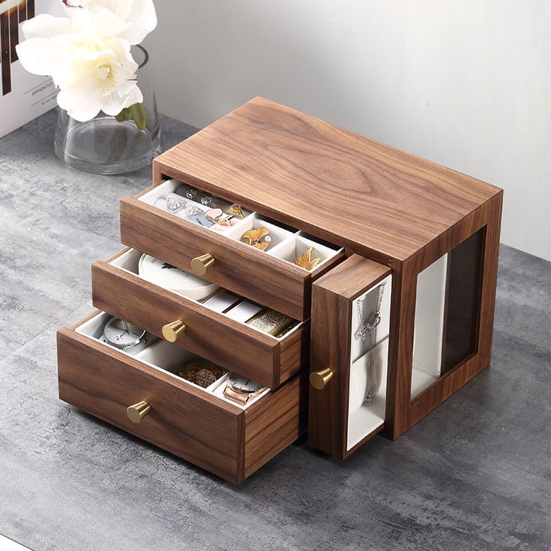Walnut Four - drawing Jewelry Box Chinese Style European Style - WOOD KONG