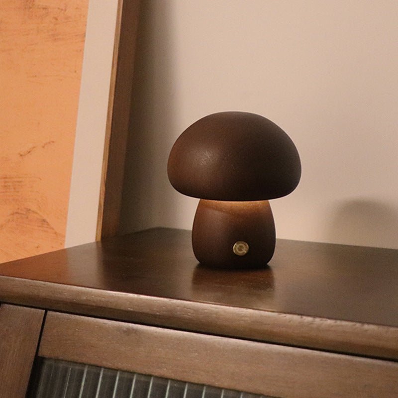 Wooden Cute Mushroom LED Night Light With Touch Switch - WOOD KONG