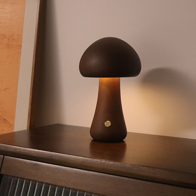 Wooden Cute Mushroom LED Night Light With Touch Switch - WOOD KONG