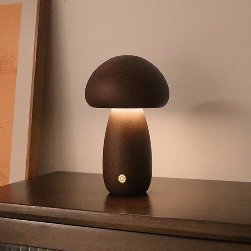 Wooden Cute Mushroom LED Night Light With Touch Switch - WOOD KONG