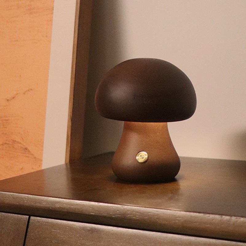Wooden Cute Mushroom LED Night Light With Touch Switch - WOOD KONG