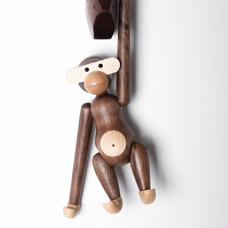 Wooden monkey figurine handmade by black walnut wood - WOOD KONG